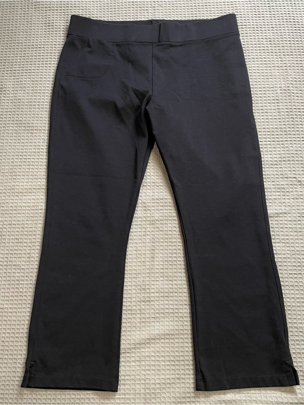 American Giant Ponte Kick Flare Crop Pants 14 Womens Black Knit USA Minimalist